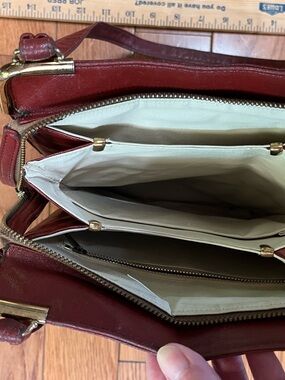 Zenith Burgundy Leather Shoulder Bag with Gold Hardware